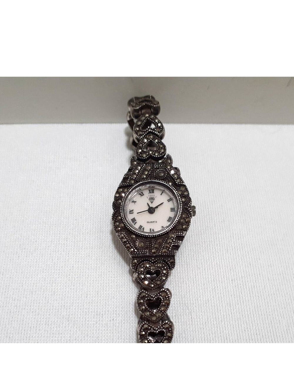 Vintage Ladies Wristwatch Sterling Silver and Marcasites